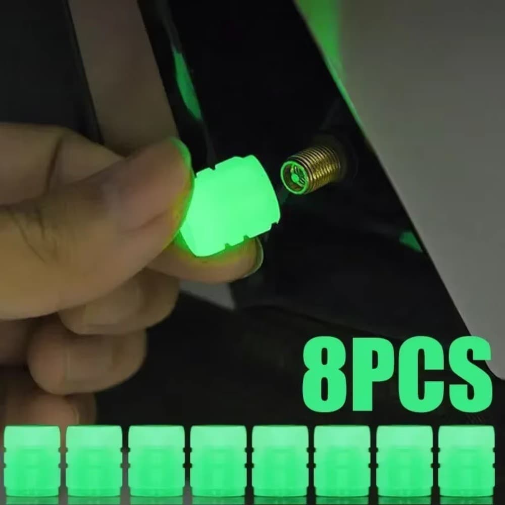 8 Pçs Tampas Luminosas Da Válvula Do Pneu Motocicleta Roda Universal Tubo Tampa Fluorescente Noite Decoração ABS