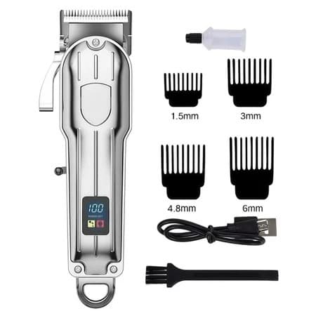 Máquina de Cortar Cabelo Elétrica Profissional com Visor Digital – Essencial para Homens Estilosos, Uso Doméstico e Barb