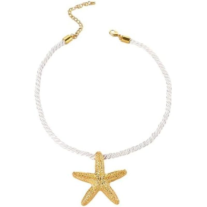Colar Estrela Do Mar Para Mulheres , Colares Com Pingente De | De Verão Dourado , Concha Ajustável , Joias De Peixe De P