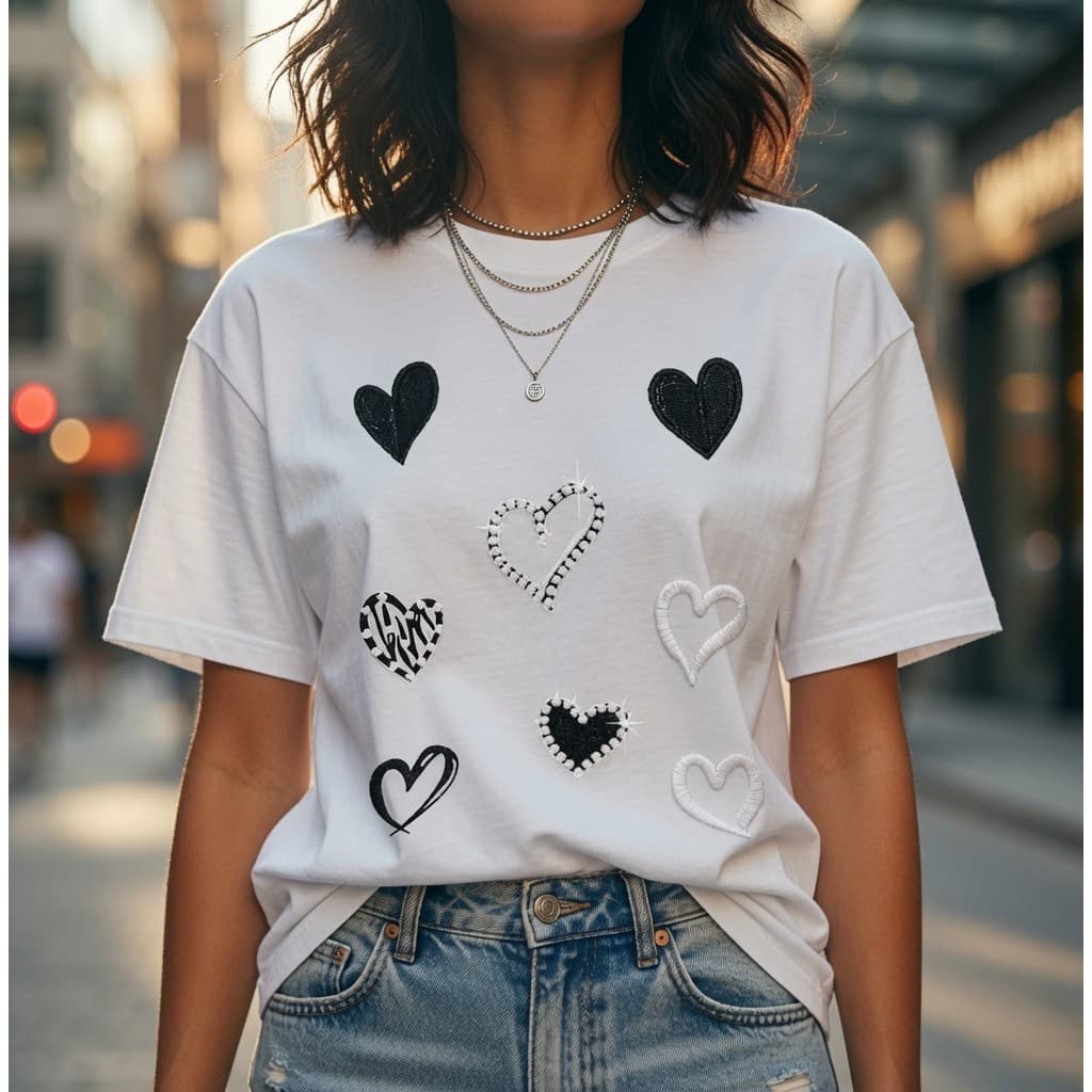 Camiseta Feminina Manga Curta Estampa de Laço e Número Casual Estilosa para Férias