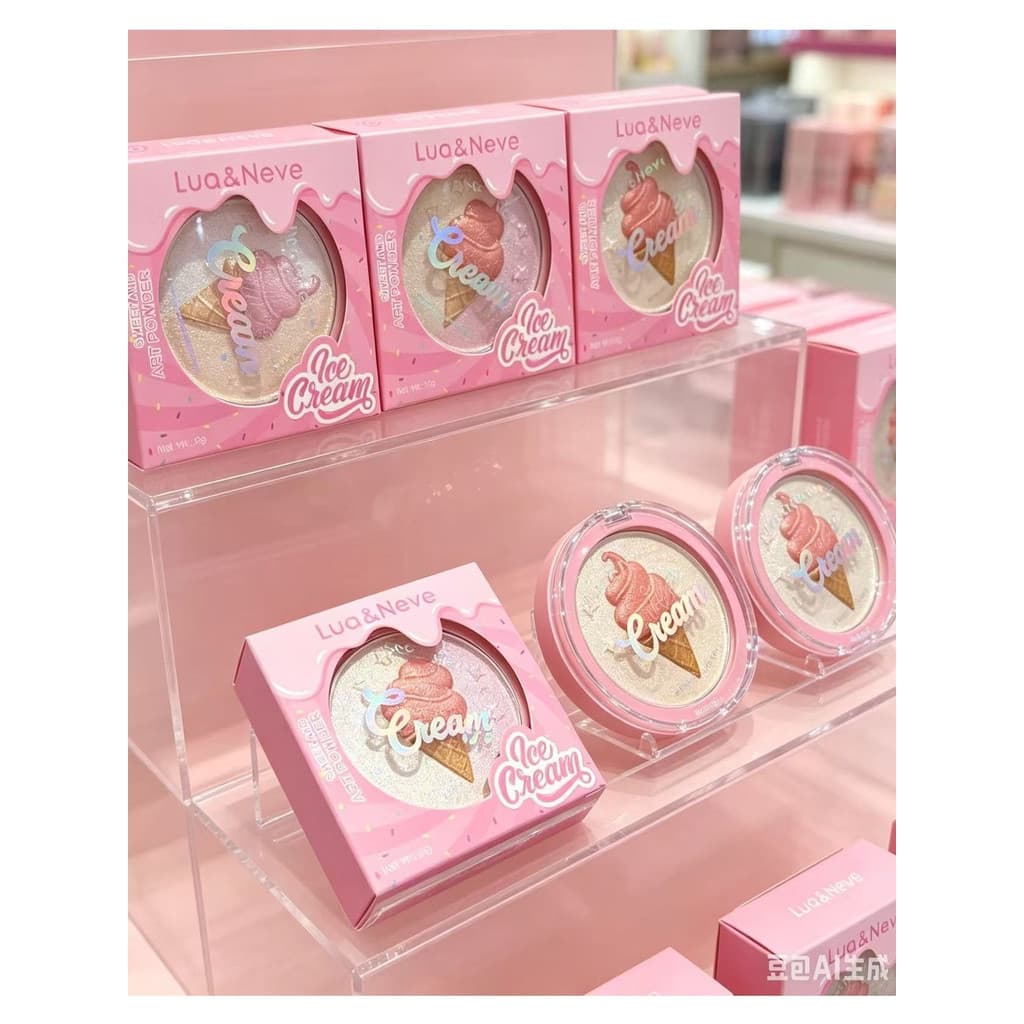 Blush e iluminador Pó Compacto infantil de Sorvete LUA & NEVE - LN16009