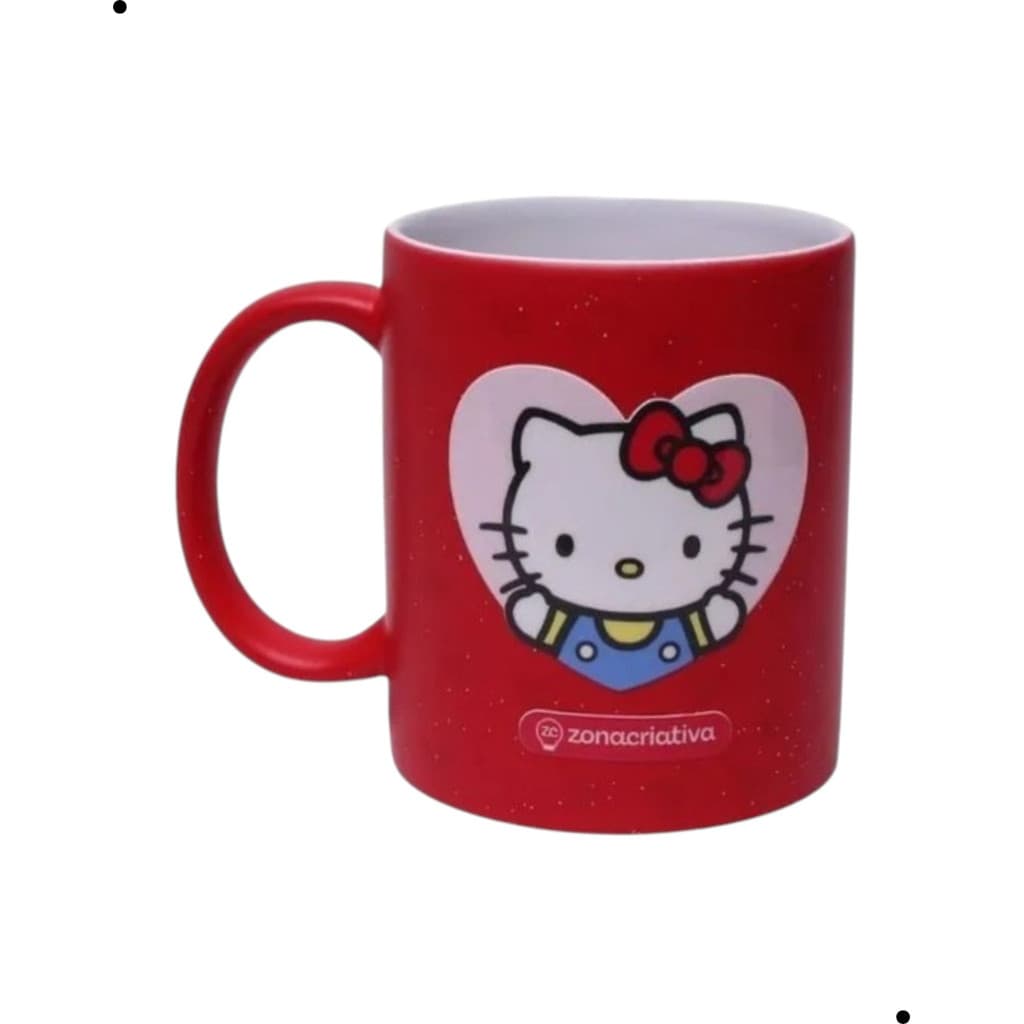Caneca Hello Kitty Magic 350ml Muda de Cor Com Glitter Kawaii
