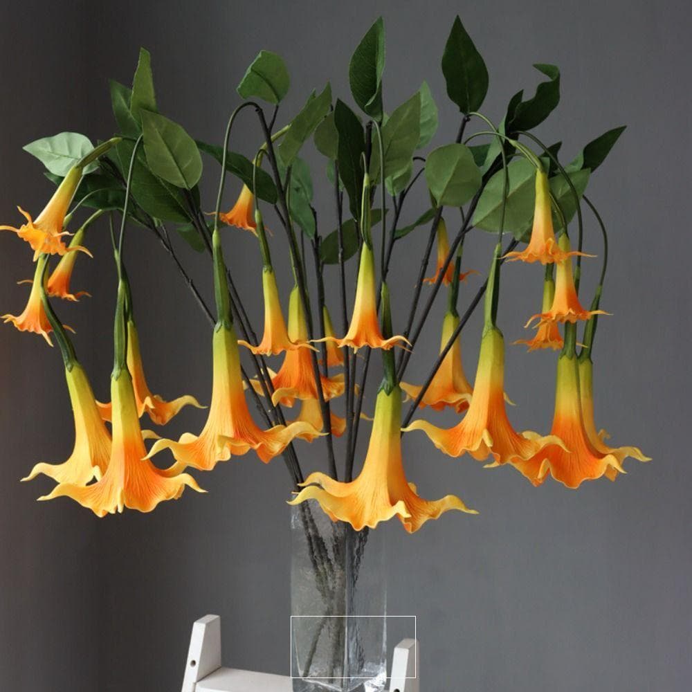 Grande Flor Artificial Datura , Glória Da Manhã Do Toque Real Plutônio , Ornamentos Elásticos 83cm Arranjo Floral Luxuos