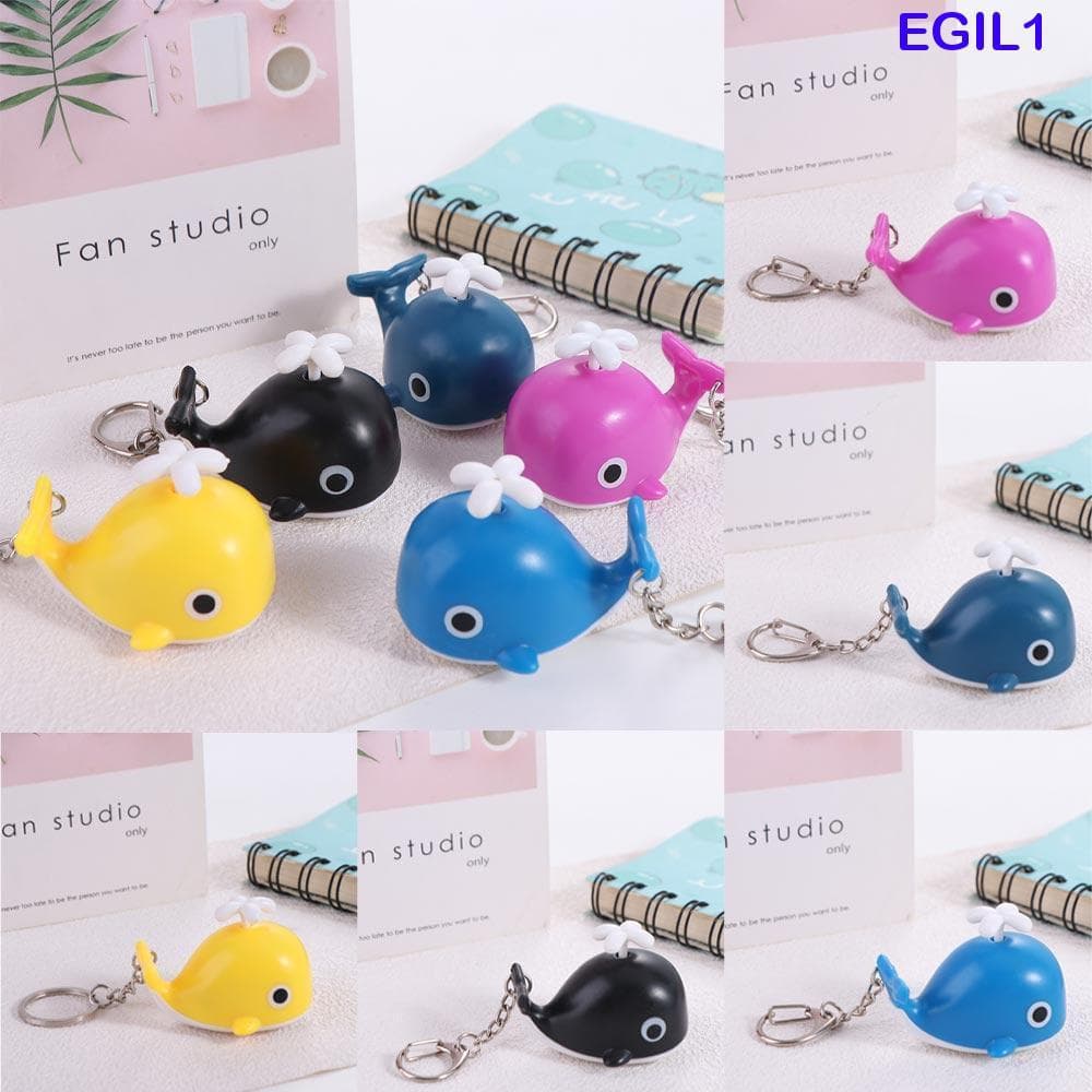 EGIL1 Chaveiro De Baleia LED , Luminoso Marinha Com Sons Leves , Anéis De Metal Sonoros Animal