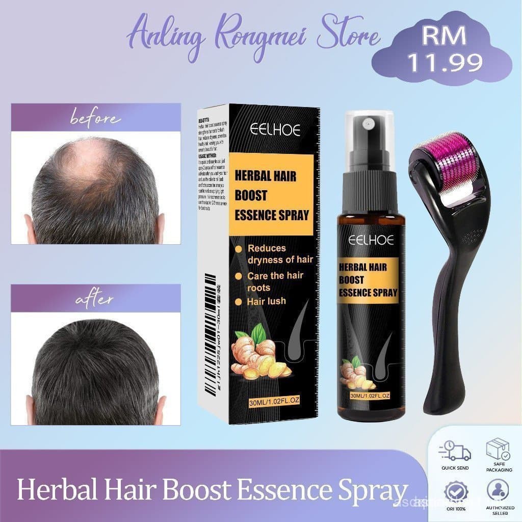Eelhoe Herbal Hair Care Essence Spray 1 Conjunto de Spray e Rolo de Óleo para Cuidado de Barba e Cabelo, Produto Herbal