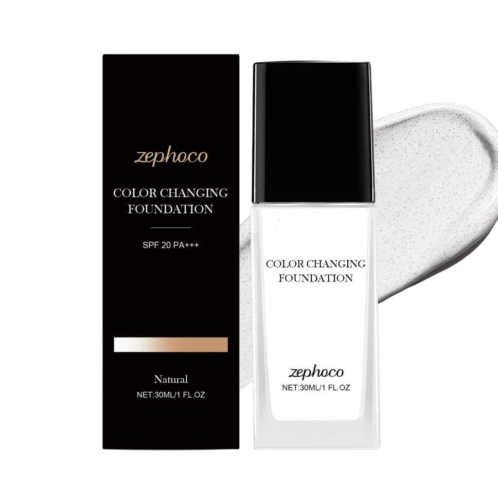 Base Líquida Natural com Mudança de Cor zephoco: Luminosa, Transparente, Confortável, Hidratante, Refrescante, Disfarçan