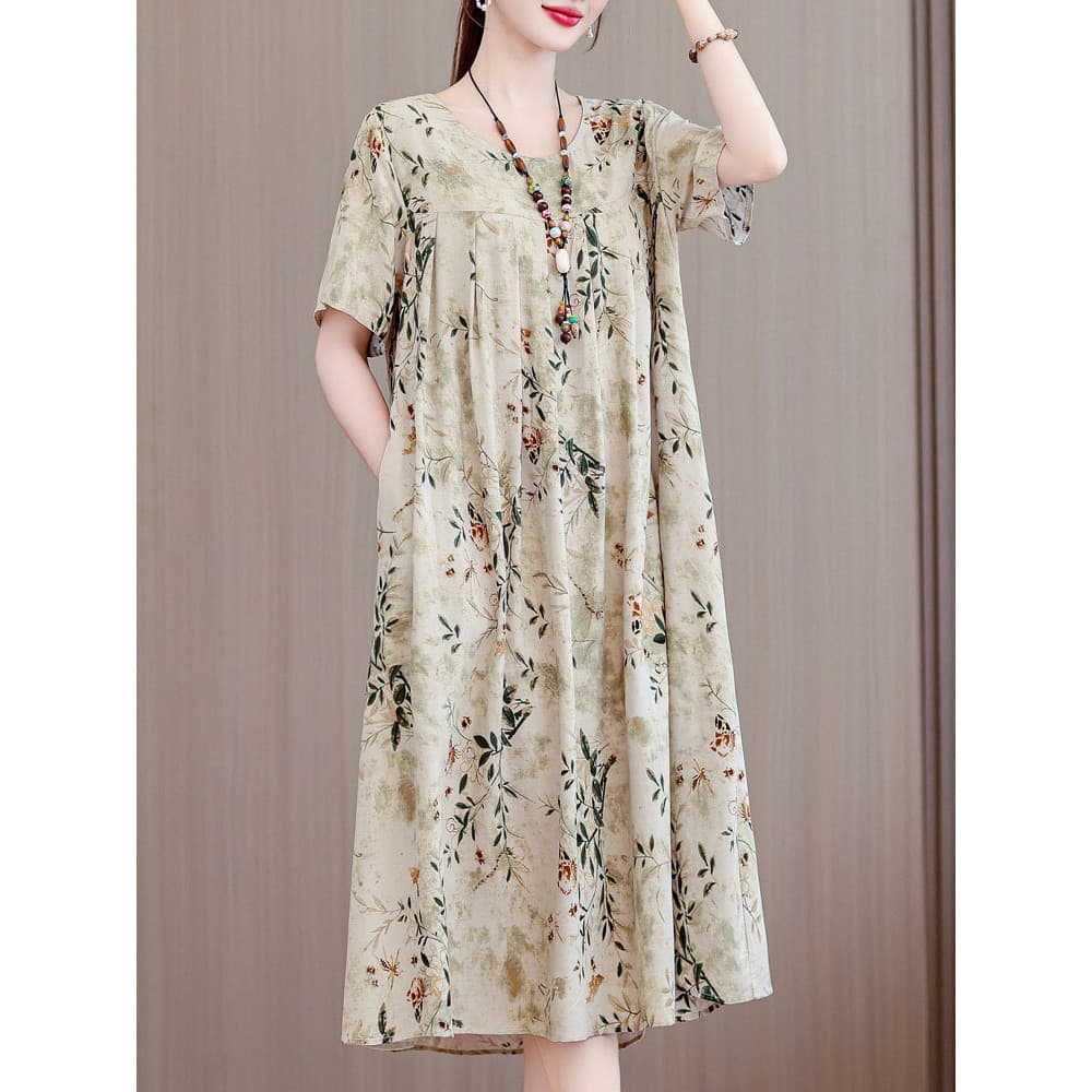 Mulheres idosas de meia-idade vestido de seda de algodão mais gordura tamanho grande solto jovem mãe Homewear camisola p