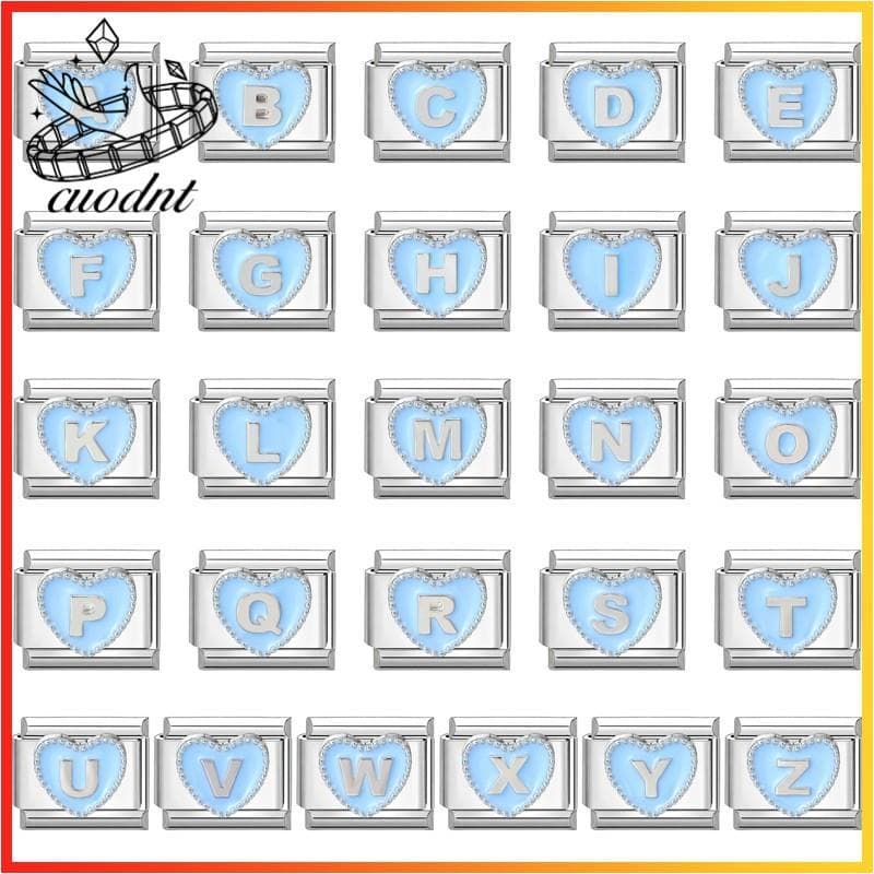 Coração Azul Letras Inglesas Charme Italiano Pulseira Caber 9mm De Aço Inoxidável Jóias Fazendo Acessórios DIY Retro Per