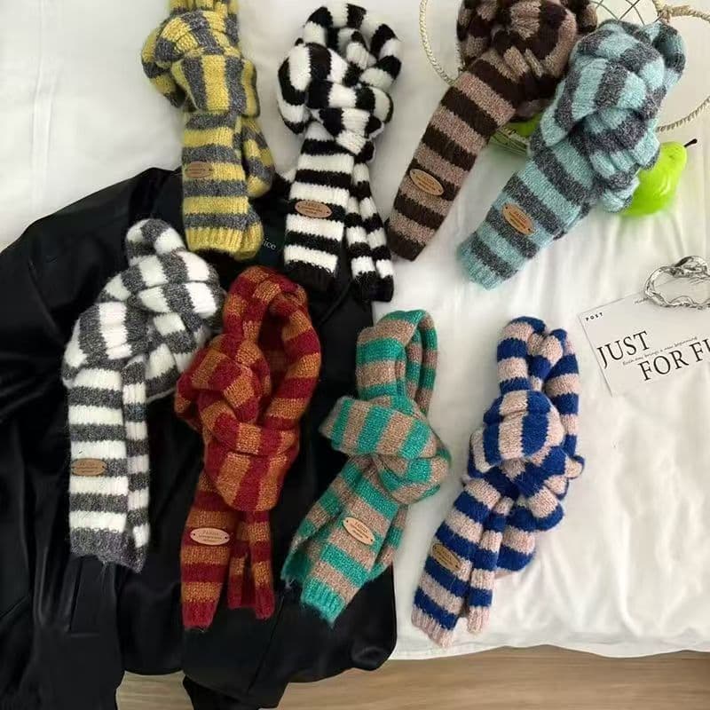 Hip Hop nicho elegante Y2k etiqueta de couro de grão longo cachecol de malha masculino estilo japonês All-Match babador
