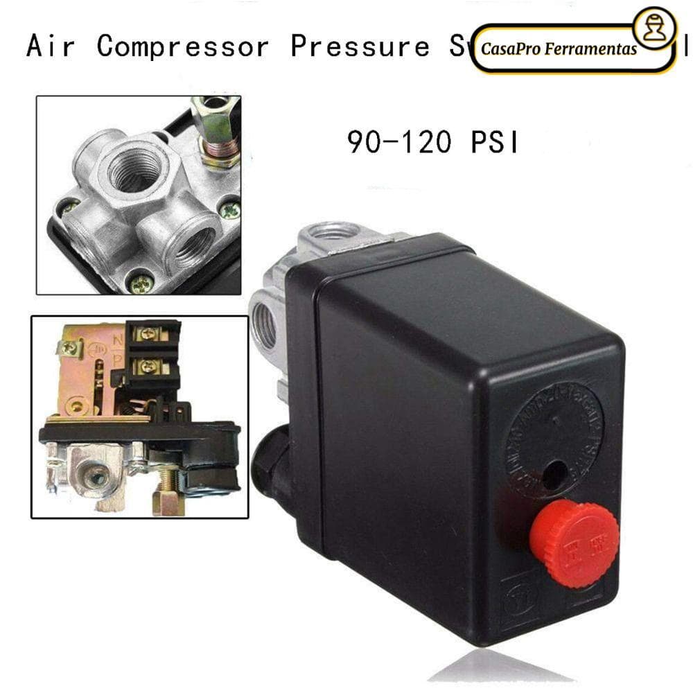 Compressor De Ar SUNSHINY , Válvula De Controle De Pressão Ajustável 90-120PSI , Interruptor De 4 Portas 220V