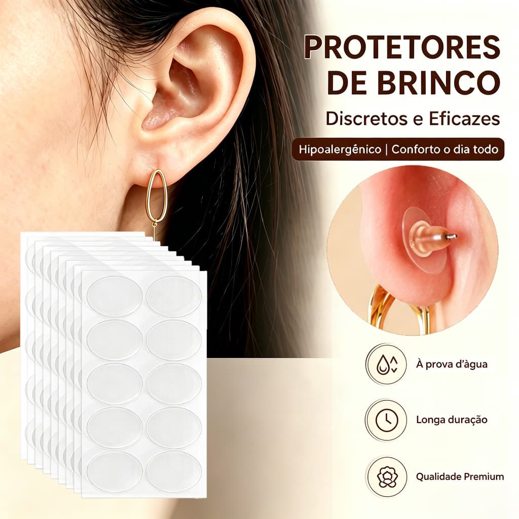 100 Adesivo Sustentação Orelha Rasgada Alongada Lóbulo Machucado Brincos Pesados Prático Invisível