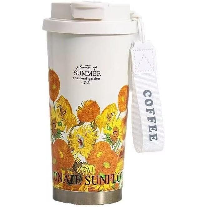 Copo Térmico para Café, Caneca de Viagem com Canudo e Tampa Rebatível, Copo Térmico Isolado de 17oz com Aço Inoxidável,