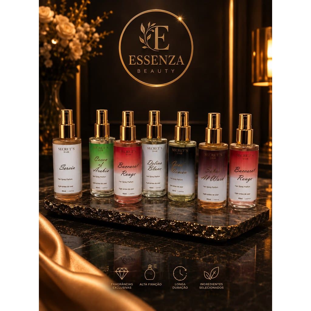 Perfumes Capilares Secret's Hair 60ml - Cabelo cheiroso, Brilho Inteso, Anti-Frizz, Hidratante