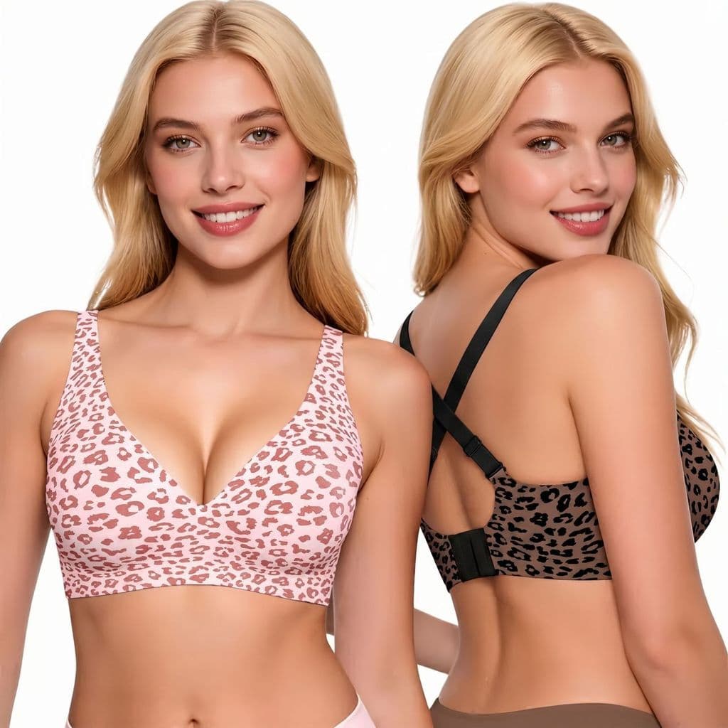 Roupa íntima feminina de comércio exterior transfronteiriça com estampa de leopardo, venda quente, sem costura, sem anel