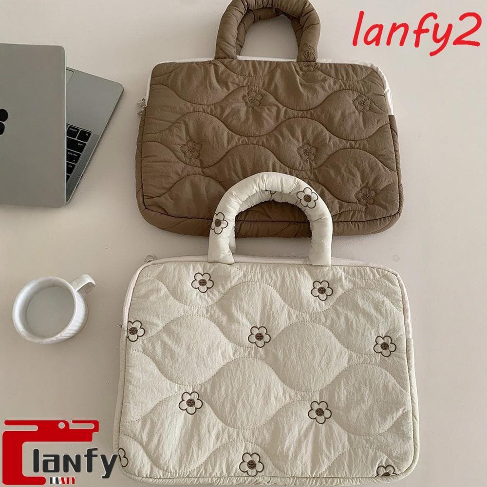 LANFY Capa Protetora Para Computador , Bolsa Laptop De Cor Sólida Acolchoada Com Flores , À Prova De Choque