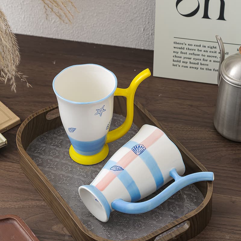 Caneca criativa com padrão de pano, alça conveniente, palha, leite, café, Latte, presente de feriado