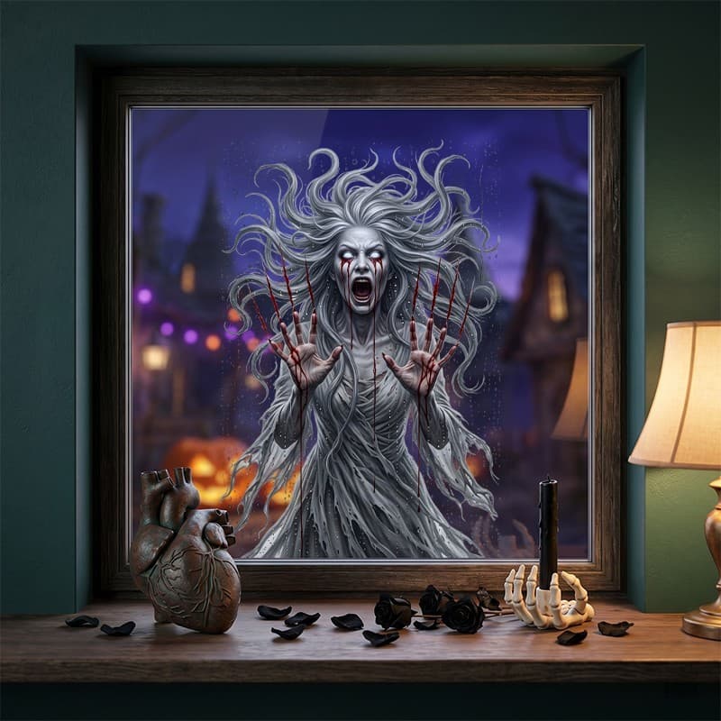 Adesivo De Terror De Halloween Para Janela , PVC Presente De Parede De Carro