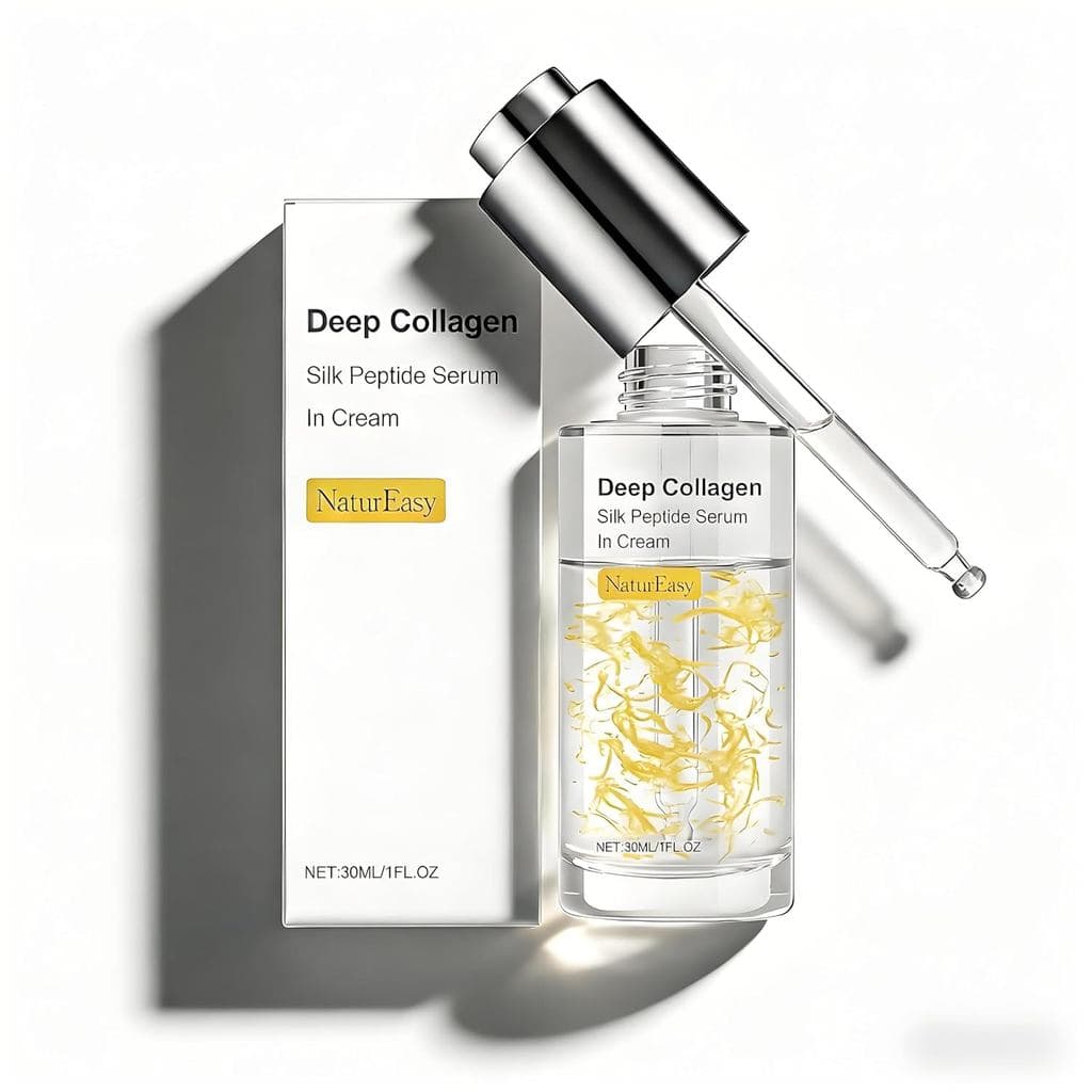 Sérum de Peptídeos de Seda com Colágeno Profundo - Tratamento Facial Anti-Envelhecimento para Lifting Instantâneo do Ros