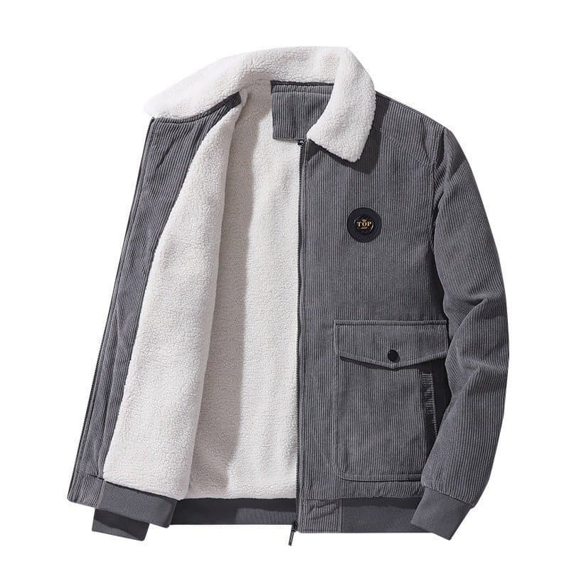 Casacos de Inverno Masculinos de Lã Grossa e Quente, Jaqueta Casual Militar com Gola de Veludo e Pelo