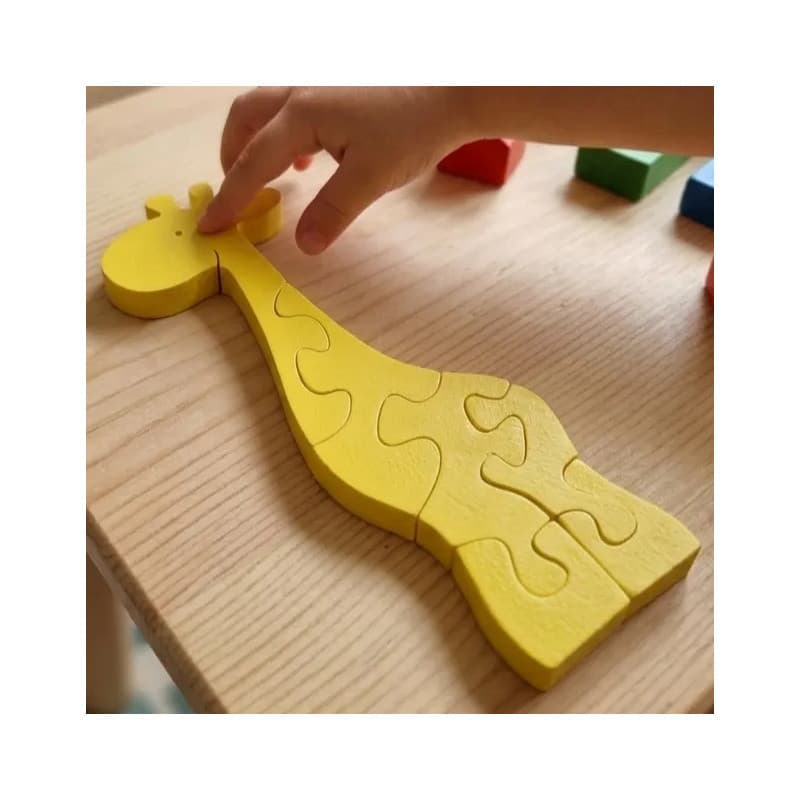 Quebra-Cabeça 3D Girafa Estilo Madeira