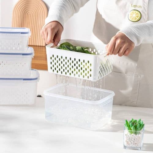 Conjunto 3 Potes Hermeticos Com Cesto Organizacao Armazenamento Protecao Frescor Cozinha Praticidade