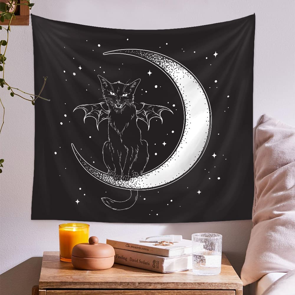 Tecido de fundo estilo Ins, tapeçaria decorativa para quarto, tapeçaria de gato