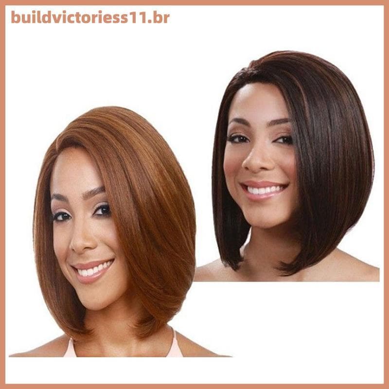 Peruca Frontal De Renda Bob Curta BDVT Para Mulheres , Cabelo Humano Reto Sem Cola BR