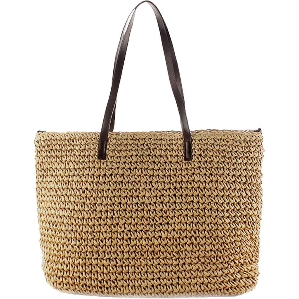 Bolsas de Praia para Mulheres - Bolsa de Palha Trançada, Bolsa de Ombro, Bolsa de Mão de Palha para Férias de Verão