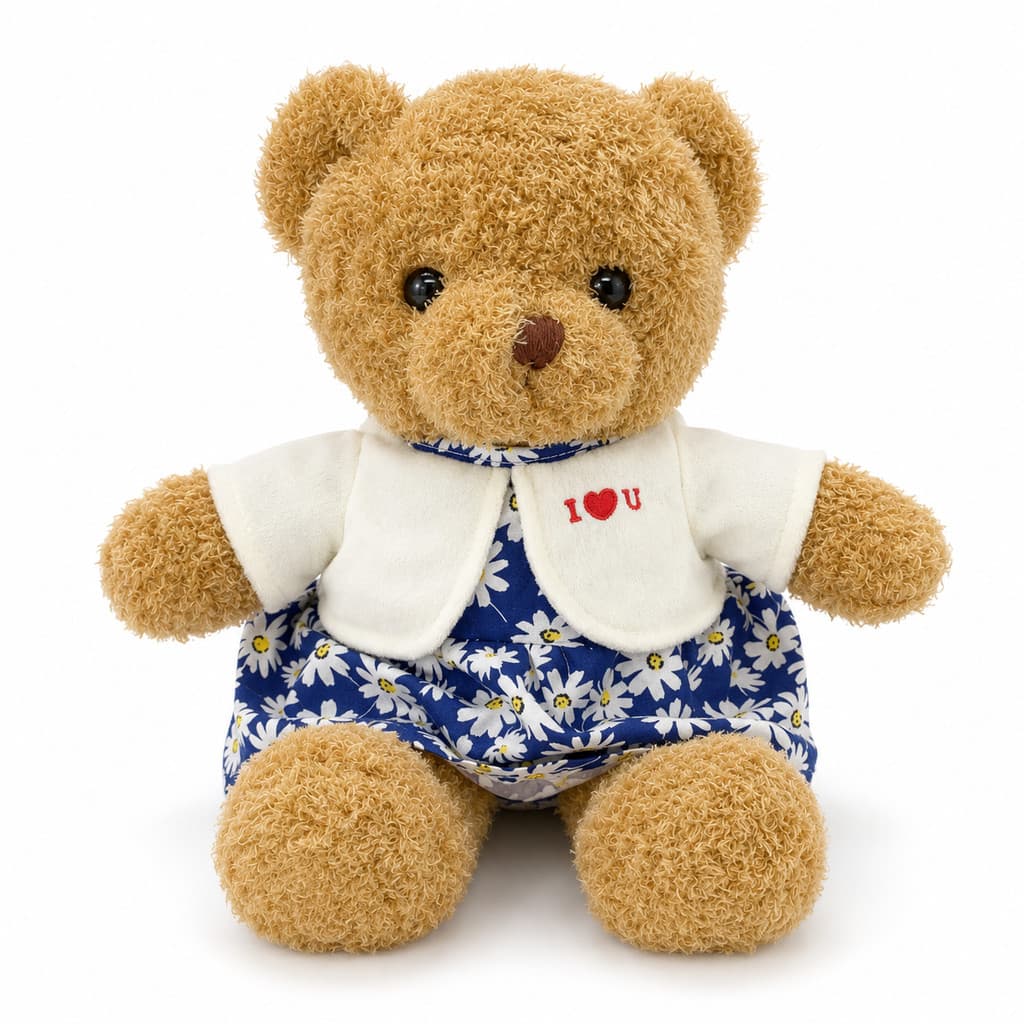 Ursa de Pelúcia com Roupinha Florida 38 cm