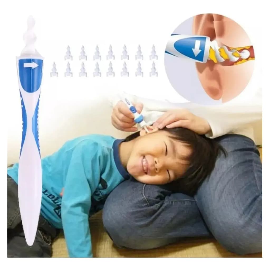 Kit Limpador De Ouvido Espiral Inovador 16 Pontas De Silicone Removedor De Cera Higienizador Auricular Seguro