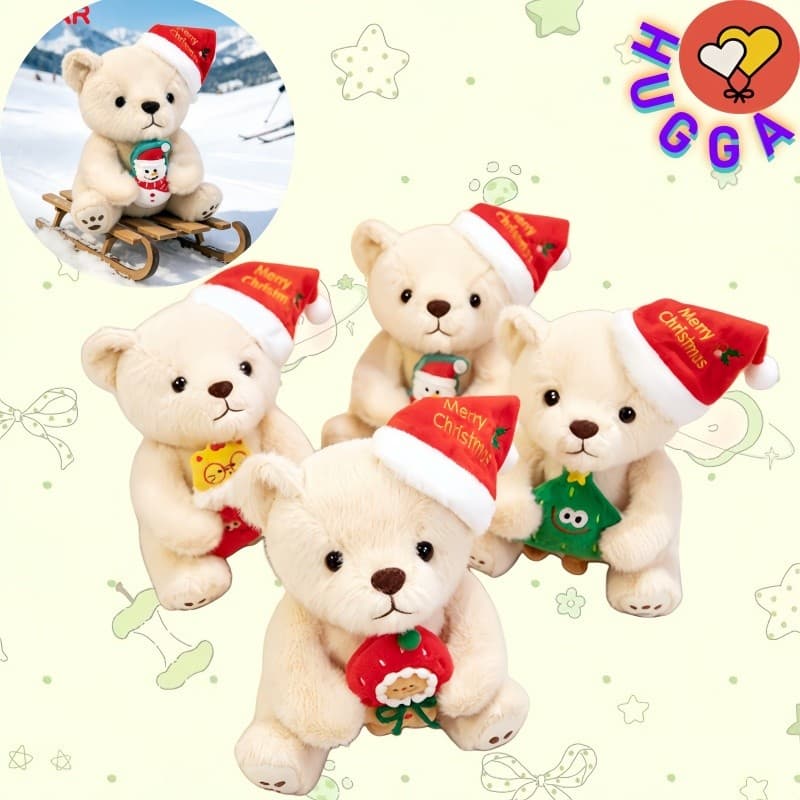 HUGGA Kawaii Natal Urso De Pelúcia Brinquedo Animal Divertido Boneca Desktop Material Decorativo Presentes De Coisas Per