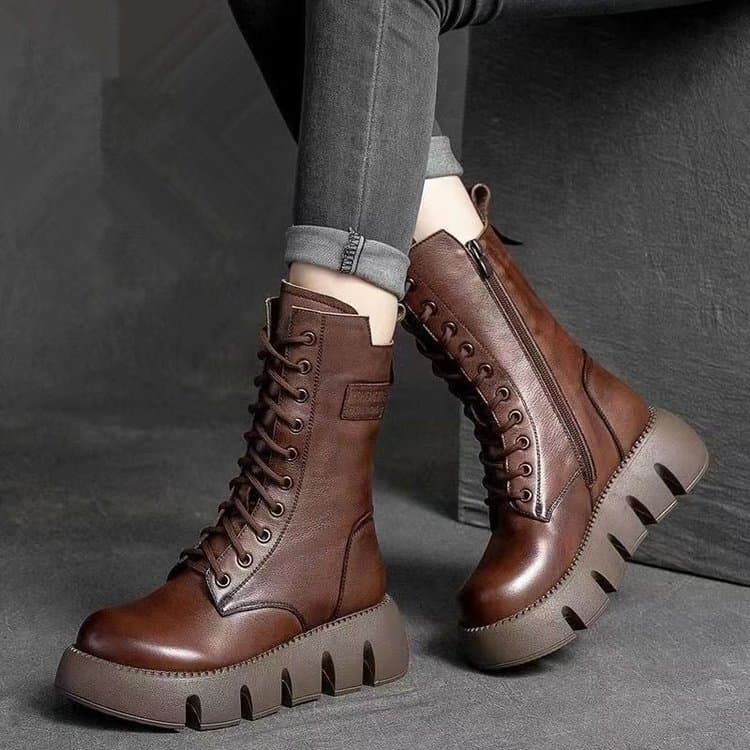 Botas Martin femininas, forro engrossado grande algodão Mid-Tube botas femininas, botas de neve de sola grossa femininas