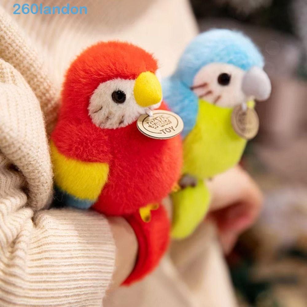 Pulseira LANDON Birds Snap , Pingente De Pelúcia De Papagaio De Simulação , Animais De Ombro Em Pé De Desenho Animado