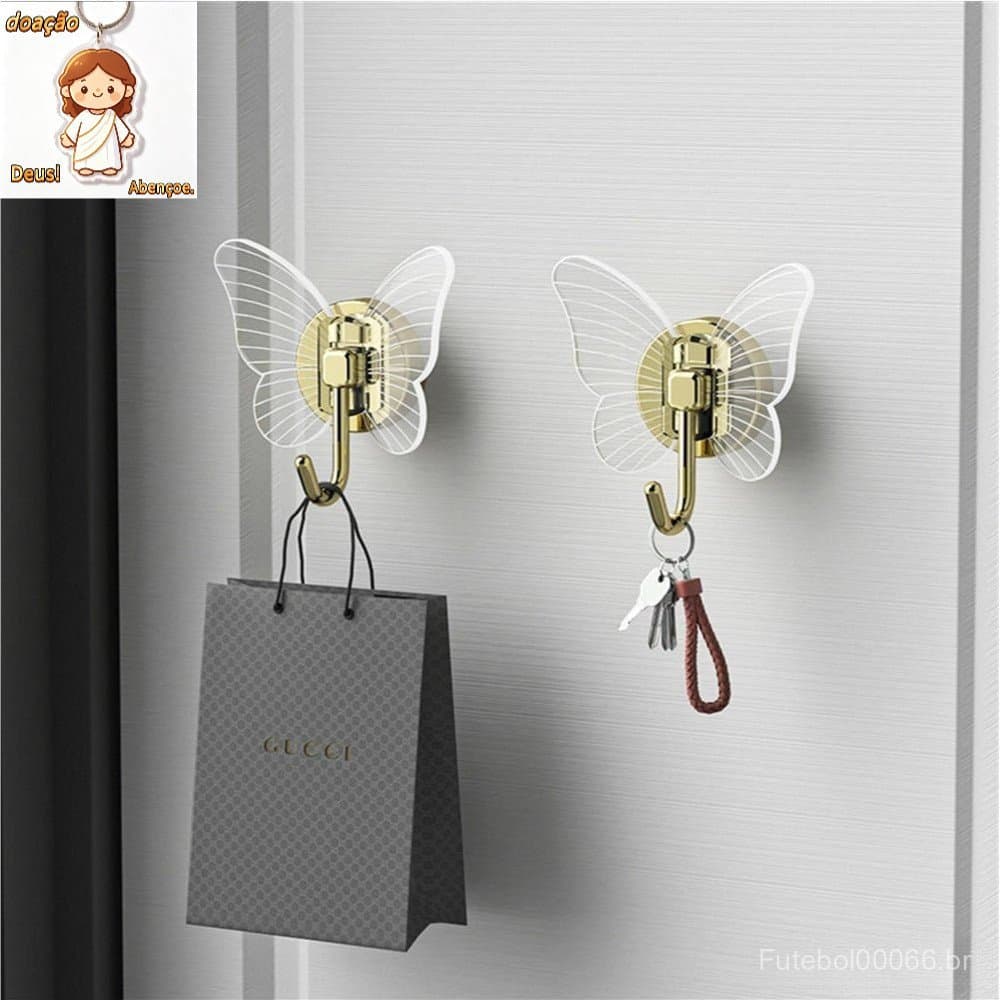 Ganchos De Borboleta , Chave De Banheiro De Toalha Impermeável Resistente Para Pendurar Na Parede Decorativa Autoadesiva