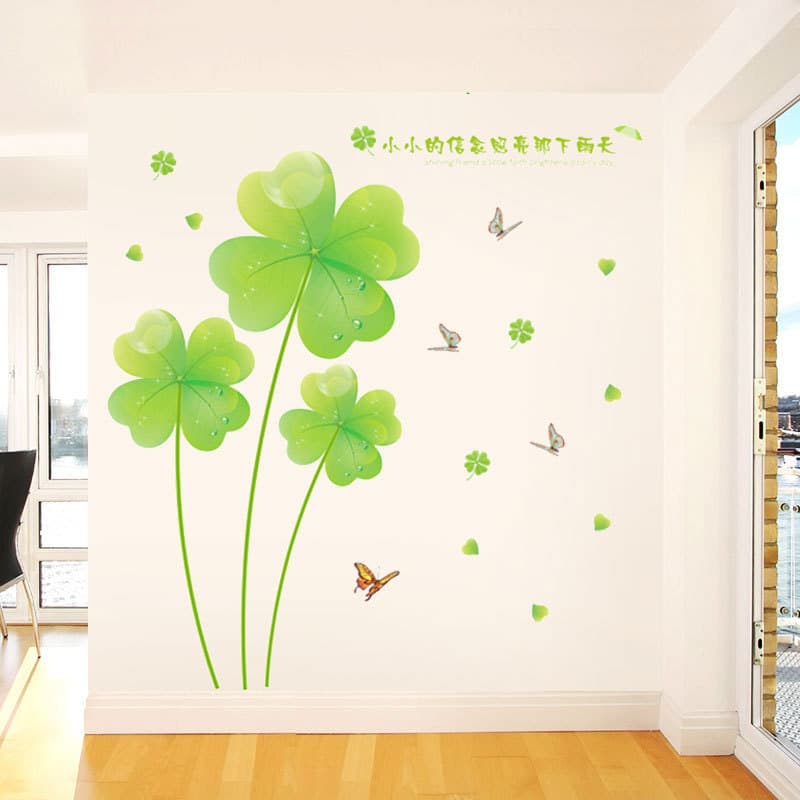 Pastoral trevo de quatro folhas adesivos de parede sala estar sofá TV fundo decoração da parede quarto papel de parede a