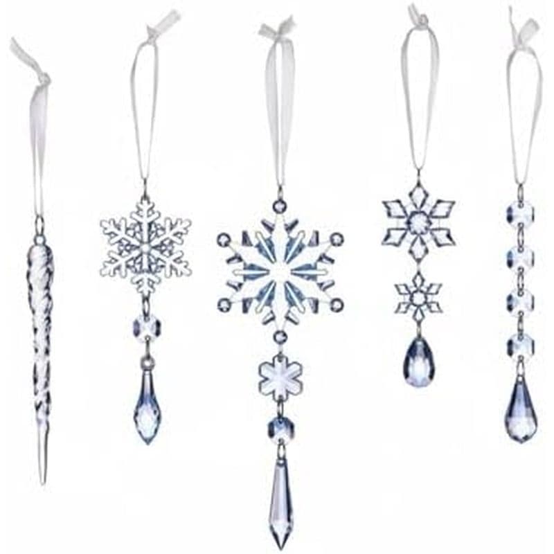 Fenteer Pendurado Pingente Acrílico Decoion Enfeite De Natal Floco De Neve Fita Exibição De Férias Design Leve Adequado