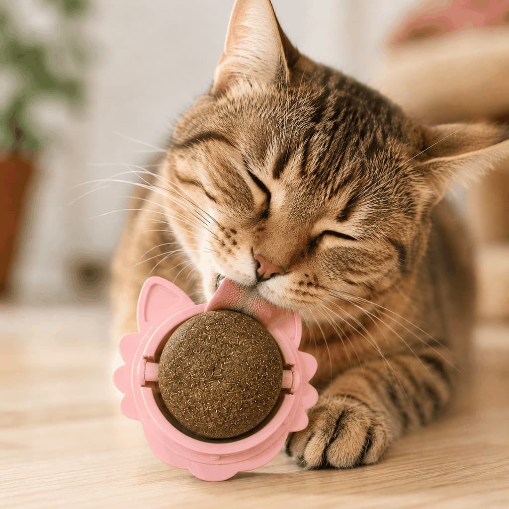 Brinquedo com Bola Erva Natural do Gato Relaxante Catnip Carinha do Gato