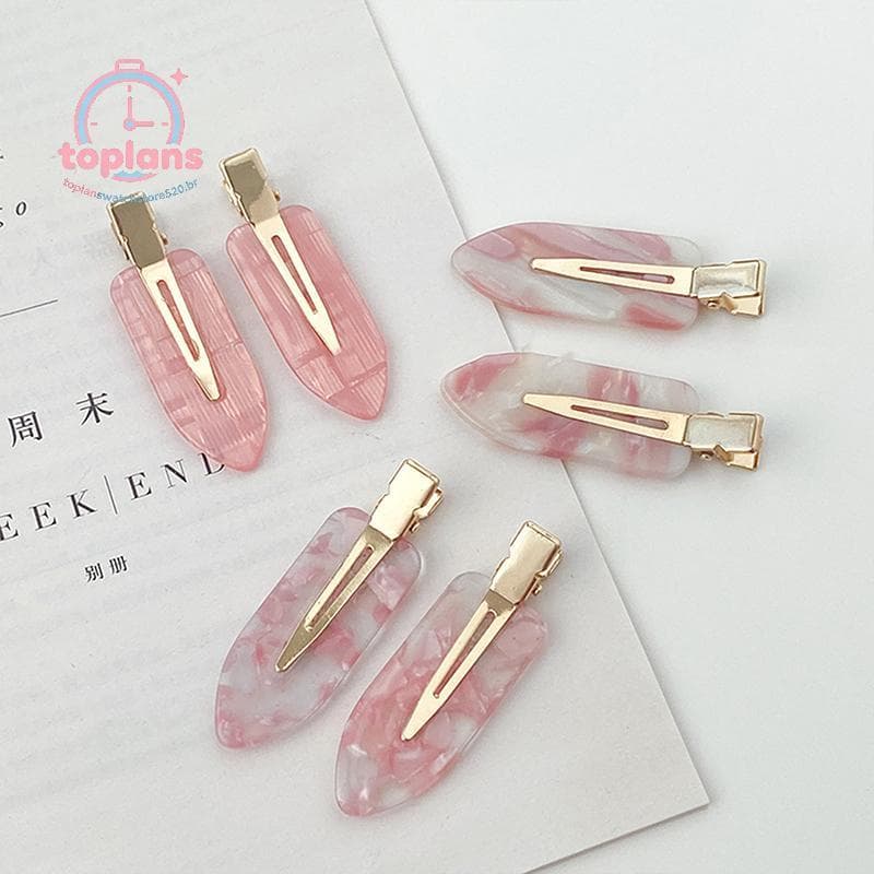 TOPLA 2 Peças De Grampos De Cabelo Sem Costura Rosa Estilo Coreano Para Mulheres Franja Bico De Pato