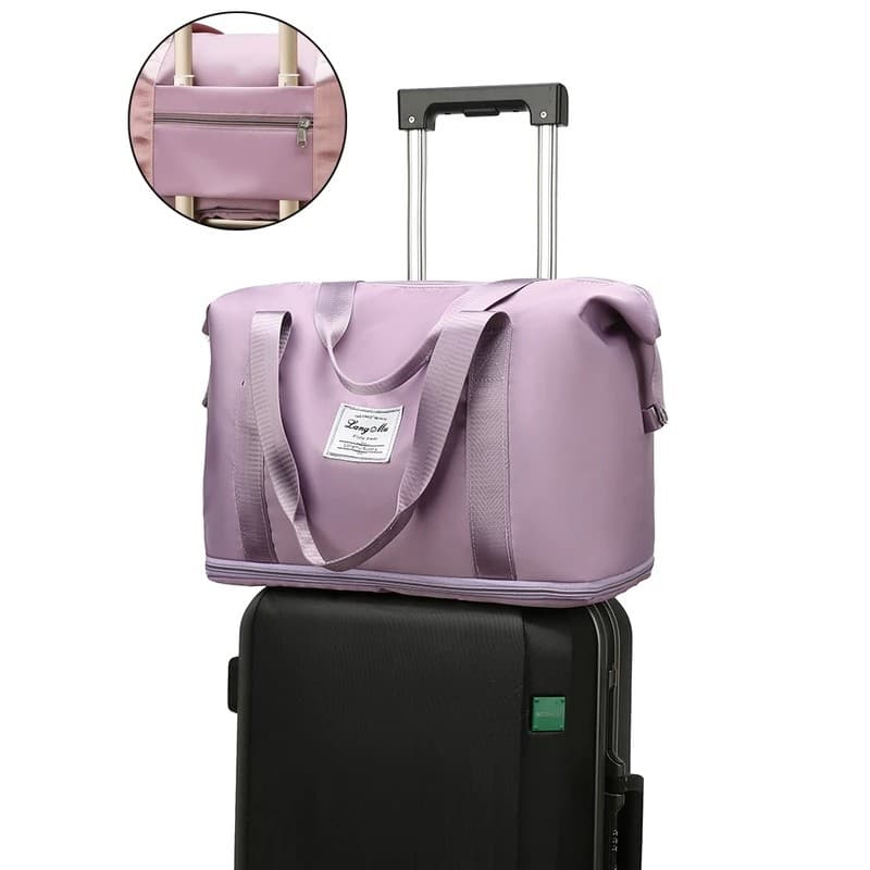 Bolsa de Viagem Carry On em Nylon Impermeável, Bolsa Esportiva para Academia para Mulheres, Grande Capacidade de Armazen