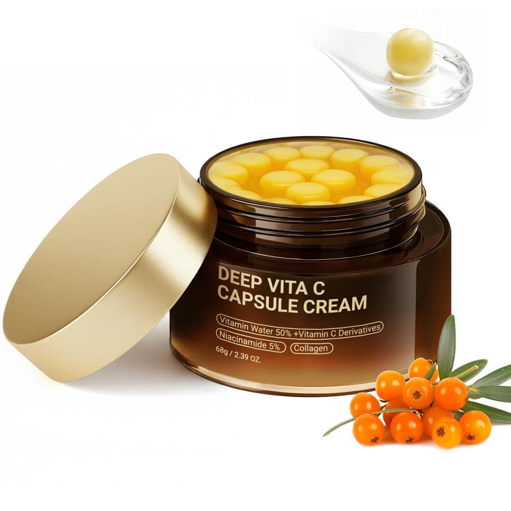 Hidratante Facial Hidratante com Cápsulas Douradas de Vitamina C Profunda, Proteção Antioxidante, Cuidado Diário Leve pa