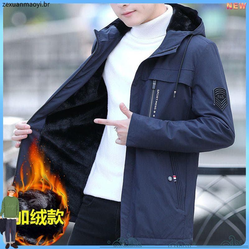 Primavera outono inverno jaqueta masculina jaqueta Casual roupas masculinas forro de lã engrossado jaqueta à prova de ve