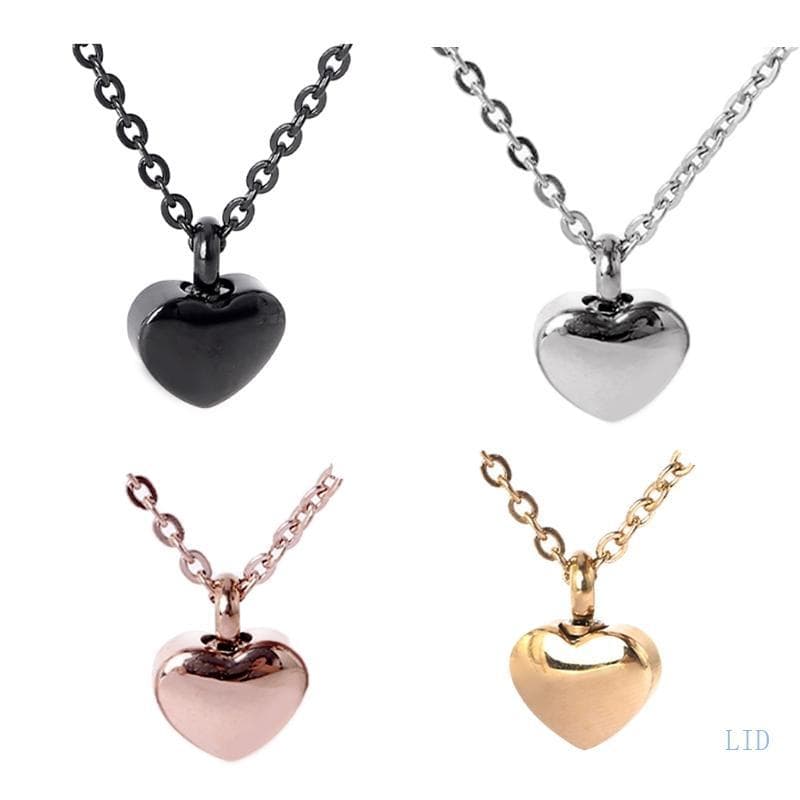 LIDU1 Aço Inoxidável Memorial Jóias Forma Coração Pingente Corrente Cápsula Colar Feminino Masculino