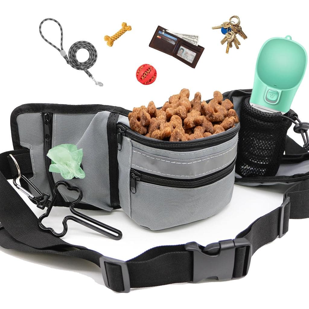 Bolsa para Petiscos de Treinamento de Cães com Dispensador de Sacos para Dejetos, Bolsa com Zíper Seguro, Bolsa de Recom