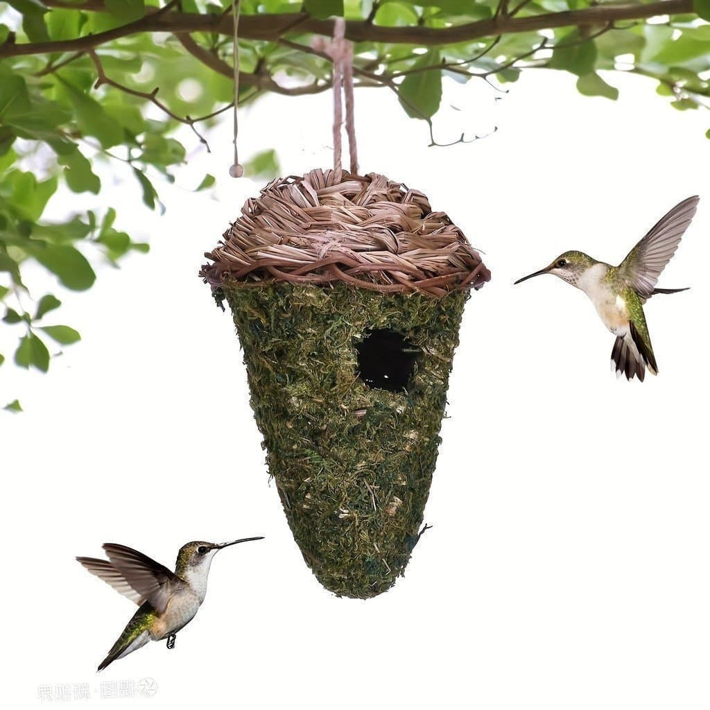Casa De Beija-Flor De Musgo Natural-Para Pendurar Ao Ar Livre , Ninho De Pássaro De Balanço De Decoração De Jardim E Jan