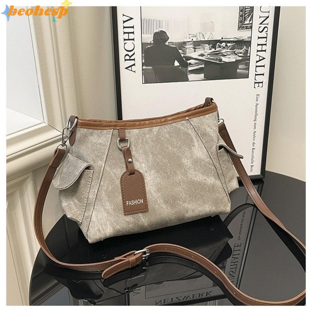 Bolsa De Ombro BEOHESP , Crossbody Estilo Coreano De Grande Capacidade Mensageiro De Couro PU Vintage Macio