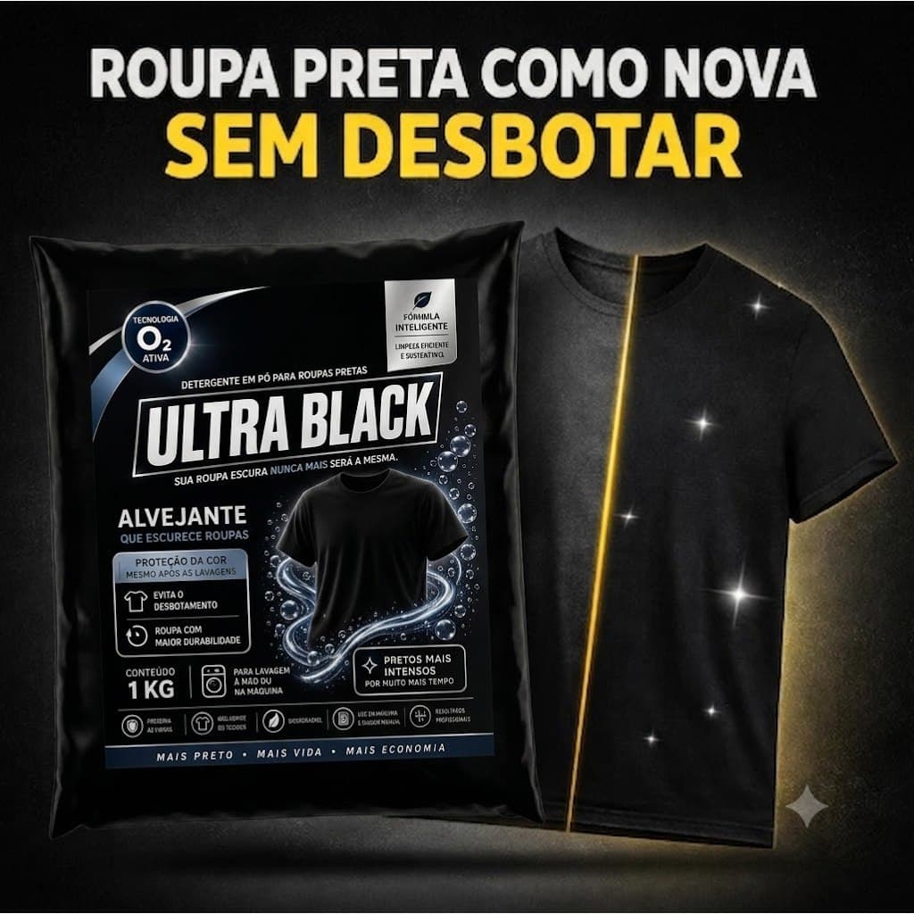 Percarbonato Ultra Black para Roupas Pretas e Escuras – Remove Manchas sem Desbotar | 1kg e 2kg