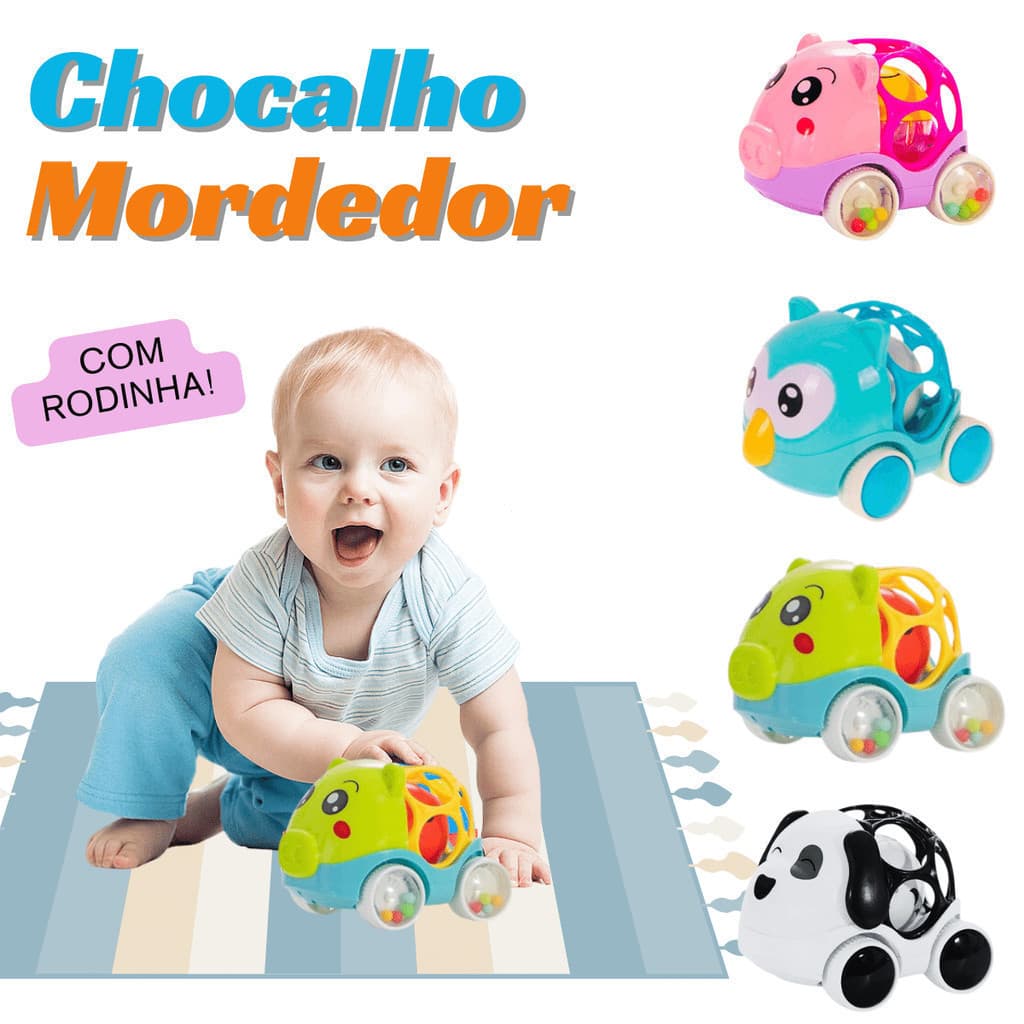 Brinquedo De Bebe Chocalho Mordedor Bolinha Sensorial Musical Infantil