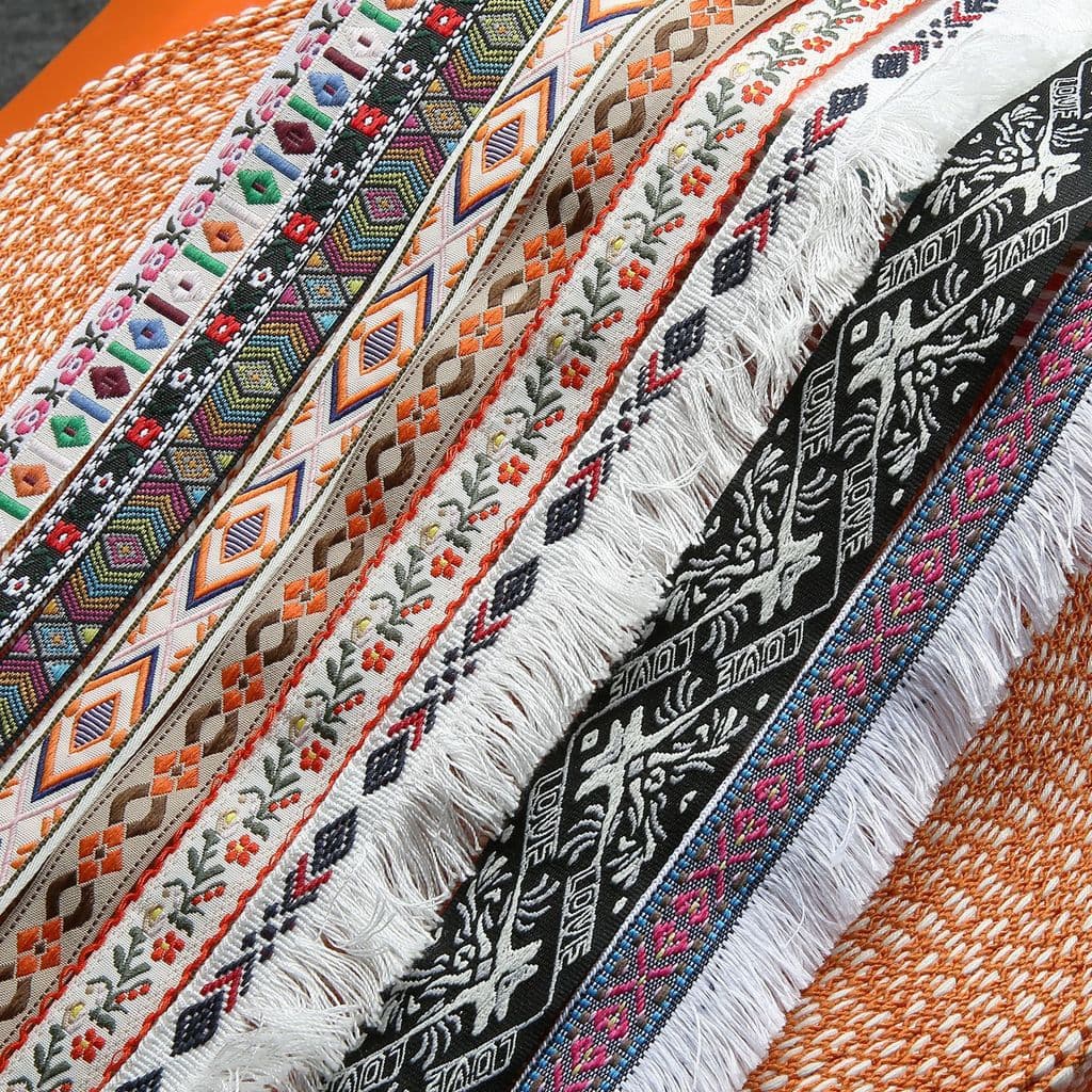 Poliéster estilo étnico webbing mochila decoração cinto característico Jacquard webbing roupas tecido alça de mão O7AZ