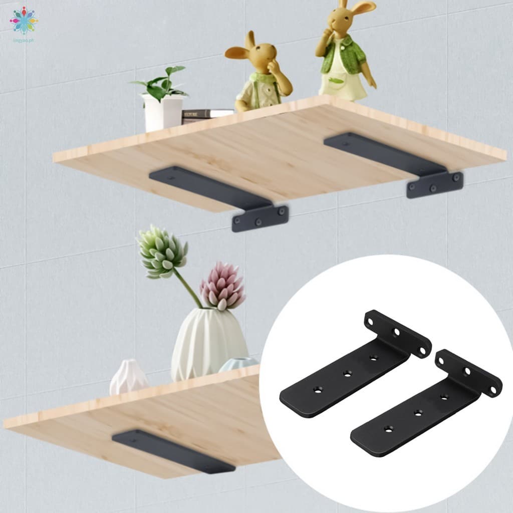 2 Pçs Suportes De Prateleira Flutuante Preto Engrossado Decorativa