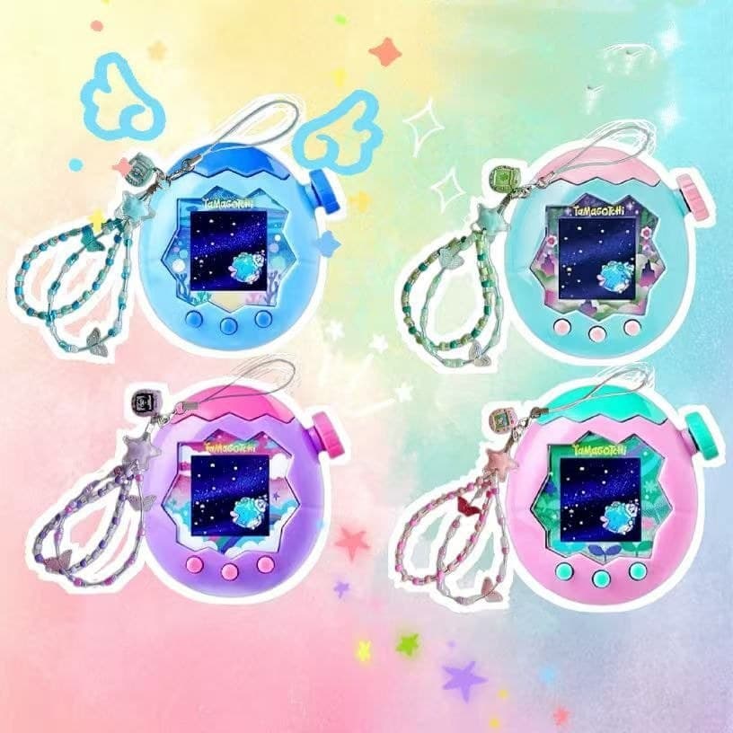 Tuoma dos desenhos animados eletrônico Pet Game Console chaveiro doce cor frisado saco de corrente do telefone móvel pin